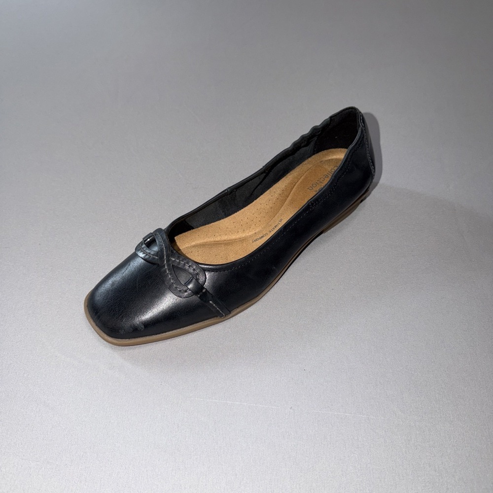 Clarks Collection Lyrical Rhyme Women's Size 10 Black Leather Ballet Flat Shoe
